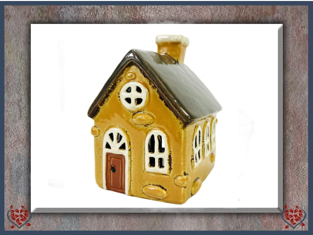 CERAMIC TEALIGHT COTTAGE ~ MUSTARD | Ceramic - Paul Martyn Interiors