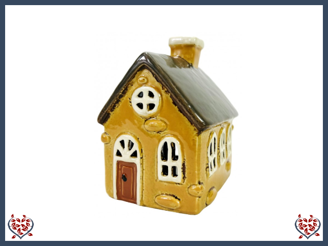 CERAMIC TEALIGHT COTTAGE ~ MUSTARD | Ceramic - Paul Martyn Interiors