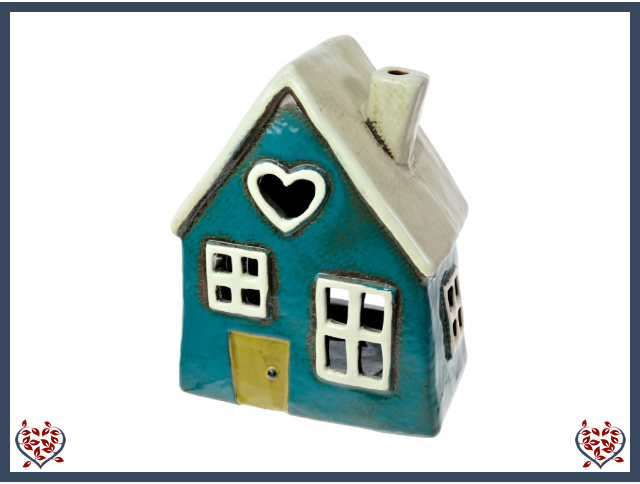 CERAMIC TEALIGHT HOUSE ~ BLUE | Ceramic - Paul Martyn Interiors
