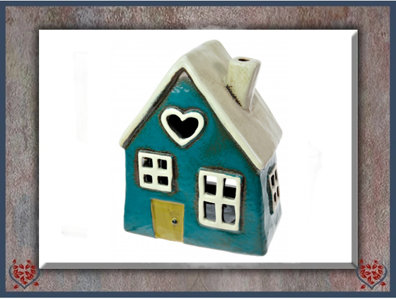 CERAMIC TEALIGHT HOUSE ~ BLUE | Ceramic - Paul Martyn Interiors