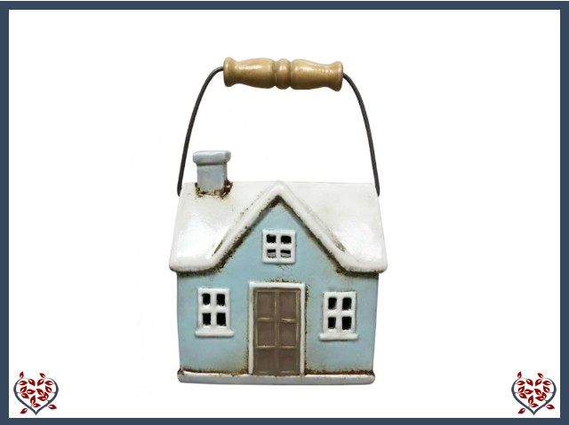 CERAMIC TEALIGHT COTTAGE ~ PALE BLUE | Ceramic - Paul Martyn Interiors