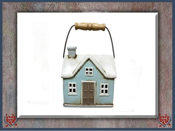 CERAMIC TEALIGHT COTTAGE ~ PALE BLUE | Ceramic - Paul Martyn Interiors