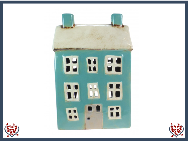 CERAMIC TEALIGHT HOUSE ~ TEAL GREEN | Ceramic - Paul Martyn Interiors