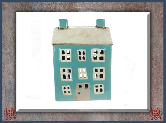 CERAMIC TEALIGHT HOUSE ~ TEAL GREEN | Ceramic - Paul Martyn Interiors