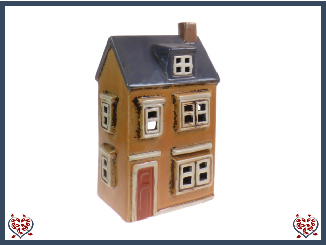 CERAMIC TEALIGHT HOUSE ~ MUSTARD | Ceramic