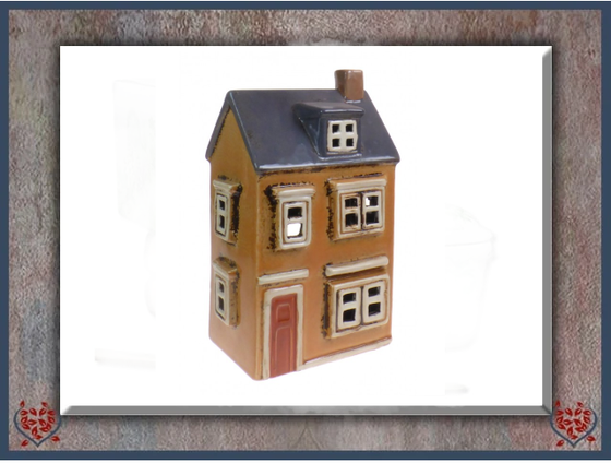 CERAMIC TEALIGHT HOUSE ~ MUSTARD | Ceramic