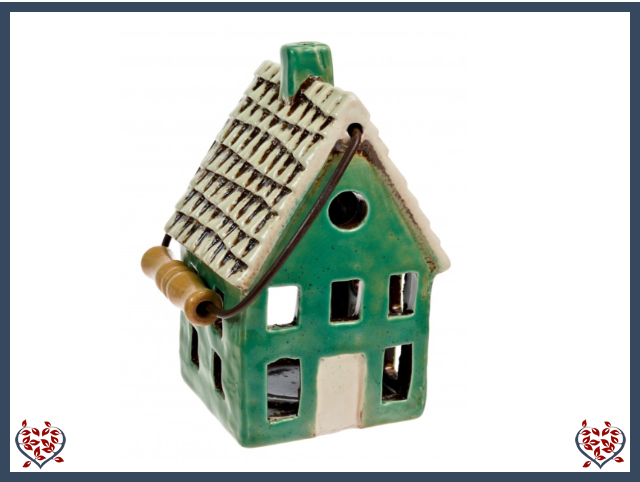 CERAMIC TEALIGHT HOUSE ~ GREEN | Ceramic - Paul Martyn Interiors