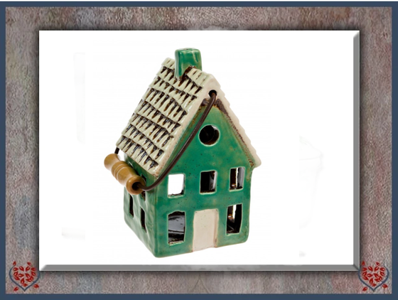 CERAMIC TEALIGHT HOUSE ~ GREEN | Ceramic - Paul Martyn Interiors