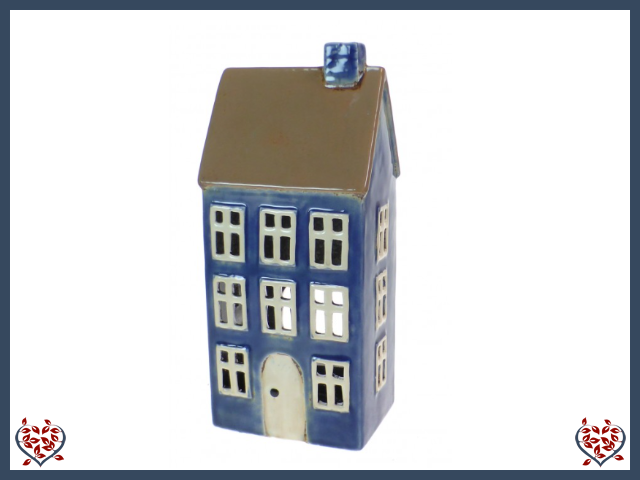 CERAMIC TEALIGHT COTTAGE ~ BLUE | Ceramic - Paul Martyn Interiors