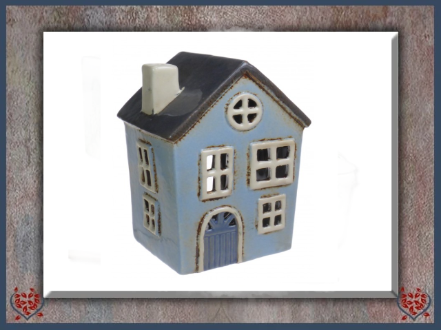 CERAMIC TEALIGHT HOUSE ~ PALE BLUE | Ceramic - Paul Martyn Interiors