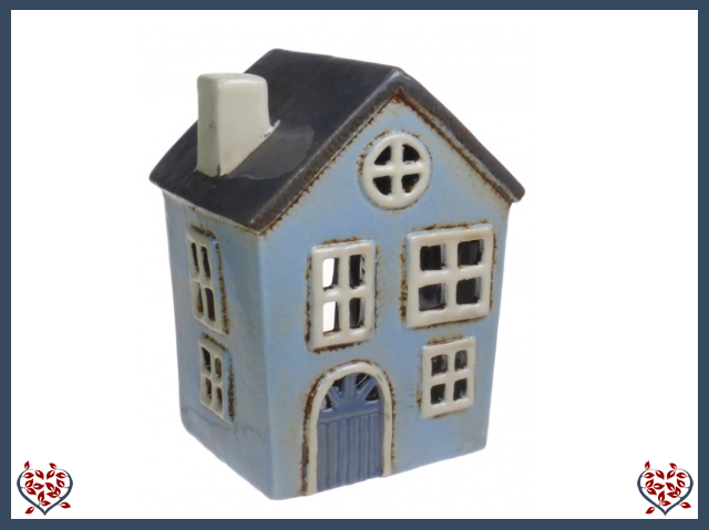 CERAMIC TEALIGHT HOUSE ~ PALE BLUE | Ceramic - Paul Martyn Interiors
