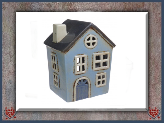 CERAMIC TEALIGHT HOUSE ~ PALE BLUE | Ceramic - Paul Martyn Interiors