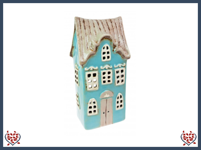 CERAMIC TEALIGHT HOUSE ~ LIGHT BLUE | Ceramic