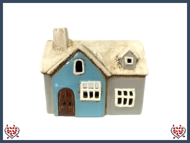 CERAMIC TEALIGHT HOUSE ~ BLUE | Ceramic