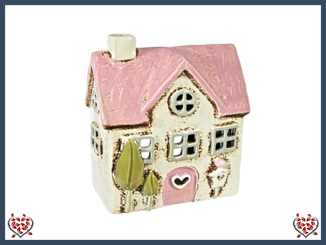 CERAMIC LOVE HEART HOUSE TEALIGHT | Ceramic - Paul Martyn Interiors