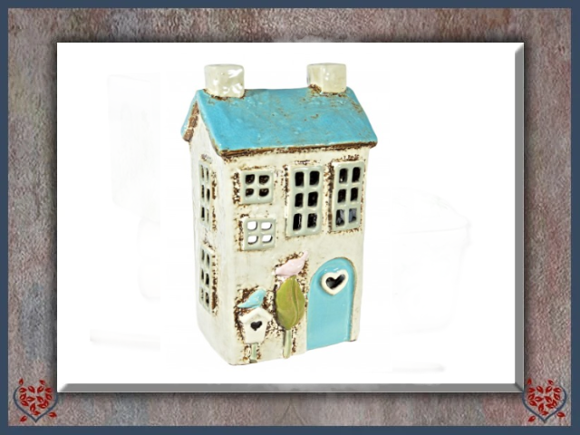 CERAMIC LOVE HEART HOUSE TEALIGHT | China, Glass and Ceramics