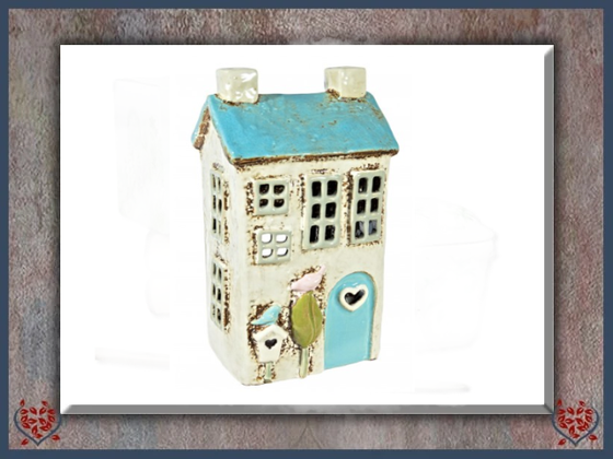 CERAMIC LOVE HEART HOUSE TEALIGHT | China, Glass and Ceramics