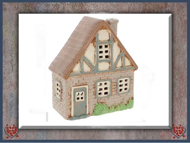 CERAMIC TEALIGHT VILLAGE POTTERY GARDEN TUDOR HOUSE | Ceramic - Paul Martyn Interiors