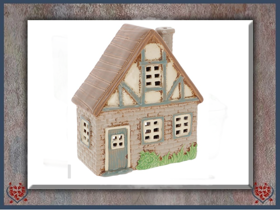 CERAMIC TEALIGHT VILLAGE POTTERY GARDEN TUDOR HOUSE | Ceramic - Paul Martyn Interiors