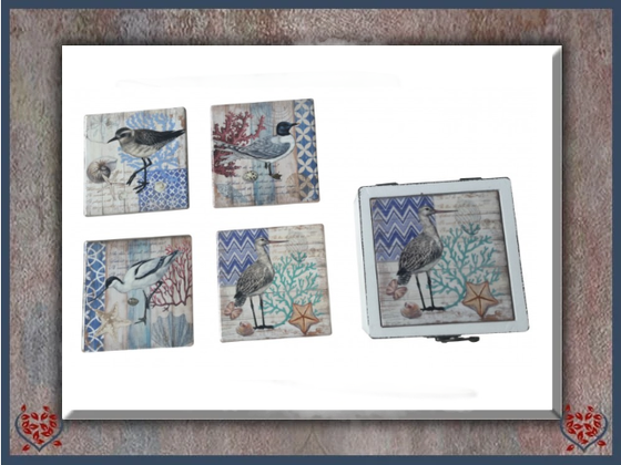 CERAMIC COASTERS BIRDS SET OF 4 | China & Ceramics - Paul Martyn Interiors