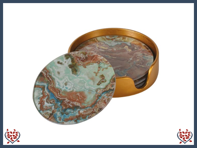 GREEN MARBLE EFFECT COASTERS | China & Ceramics - Paul Martyn Interiors