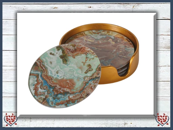 GREEN MARBLE EFFECT COASTERS | China & Ceramics - Paul Martyn Interiors