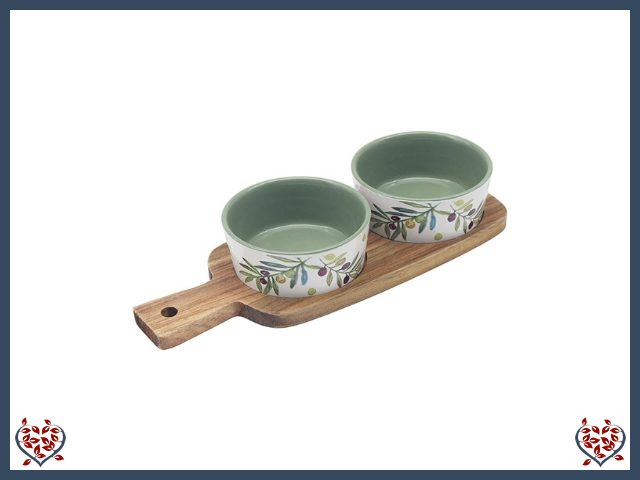 OLIVE GROVE SNACK DISHES ON TRAY (SET OF 2) | Kitchenware