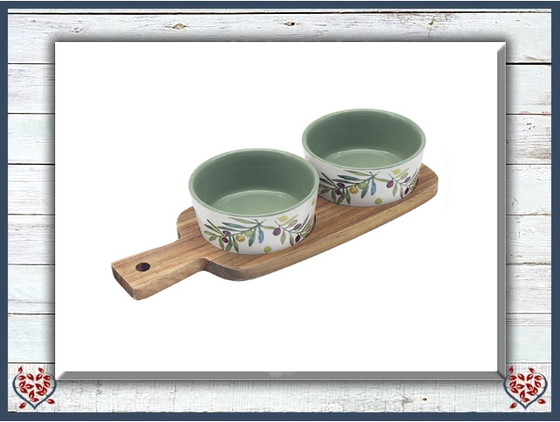 OLIVE GROVE SNACK DISHES ON TRAY (SET OF 2) | Kitchenware