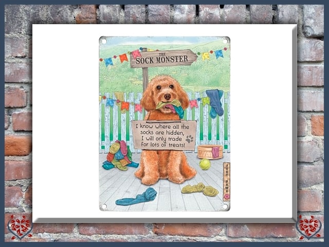 THE SOCK MONSTER ~ METAL SIGN | Wall Decor - Paul Martyn Interiors