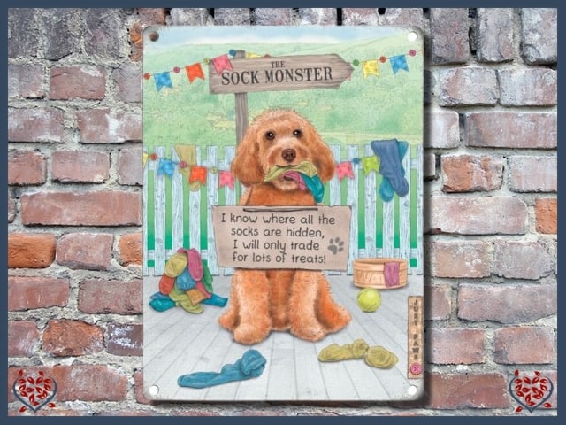 THE SOCK MONSTER ~ METAL SIGN | Wall Decor - Paul Martyn Interiors