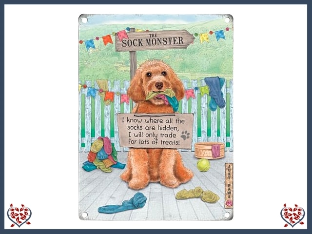 THE SOCK MONSTER ~ METAL SIGN | Wall Decor - Paul Martyn Interiors