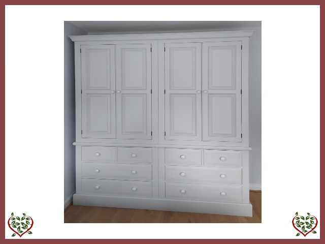 DOUBLE LINEN CUPBOARD WITH EDWARDIAN PANELS AND DRAWERS