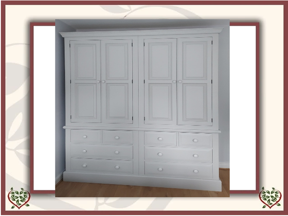 DOUBLE LINEN CUPBOARD WITH EDWARDIAN PANELS AND DRAWERS