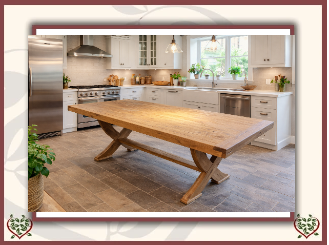 RUSTIC OAK X LEG DINING TABLE