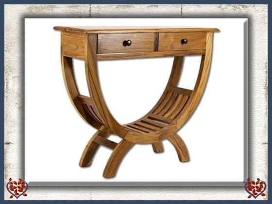 CANTIC WALL TABLE WITH 2 DRAWERS ~ TEAK COLLECTION - Paul Martyn Interiors