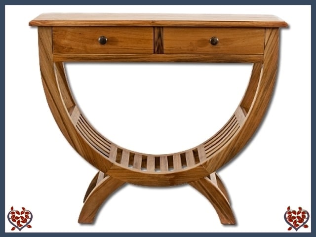 CANTIC WALL TABLE WITH 2 DRAWERS ~ TEAK COLLECTION - Paul Martyn Interiors
