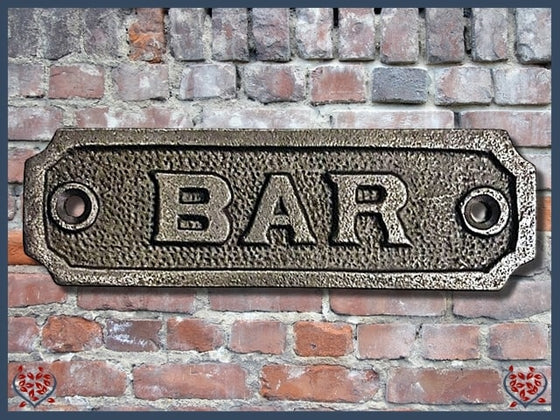 IRON PLAQUE ~ BAR | Wall Decor - Paul Martyn Interiors