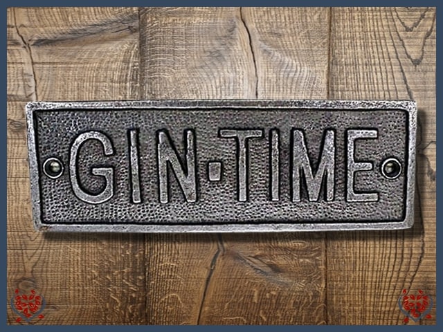 CAST ANTIQUE IRON PLAQUE ~ GIN TIME | Wall Art - Paul Martyn Interiors