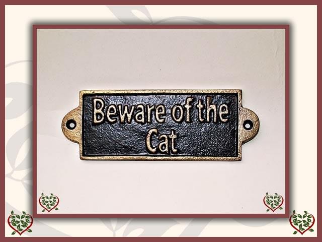 BEWARE OF THE CAT ~ METAL SIGN | Wall Decor - Paul Martyn Interiors