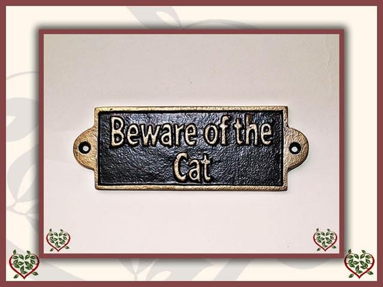 BEWARE OF THE CAT ~ METAL SIGN | Wall Decor - Paul Martyn Interiors