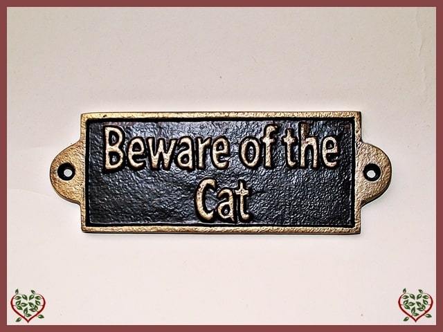 BEWARE OF THE CAT ~ METAL SIGN | Wall Decor - Paul Martyn Interiors