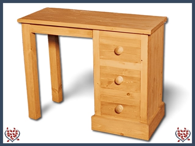 SHAKER PINE SINGLE PEDESTAL DRESSING TABLE | Paul Martyn Furniture UK