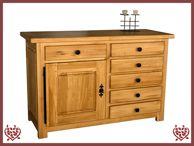 COUNTRY OAK SIDEBOARD 1 DOOR/6 DRAWERS | Paul Martyn Furniture UK