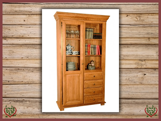 HERITAGE OAK BOOKCASE – 1 DOOR/4 DRAWERS | Paul Martyn Furniture UK