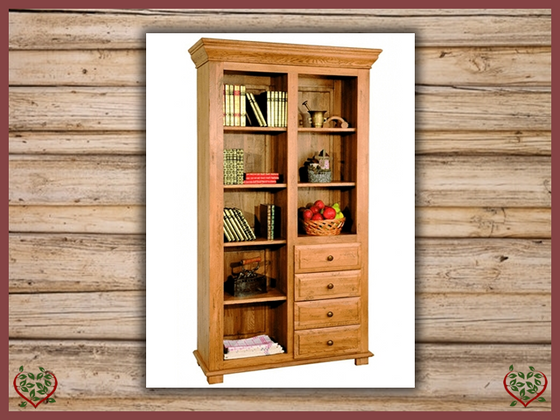 HERITAGE OAK BOOKCASE – 4 DRAWERS | Paul Martyn Furniture UK