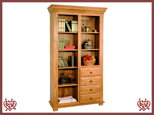 HERITAGE OAK BOOKCASE – 4 DRAWERS | Paul Martyn Furniture UK