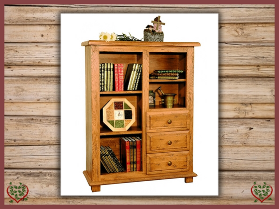 HERITAGE OAK BOOKCASE – 3 DRAWERS | Paul Martyn Furniture UK