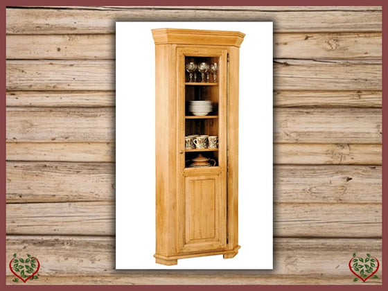 HERITAGE OAK CORNER DISPLAY CABINET – 1 DOOR | Paul Martyn Furniture UK