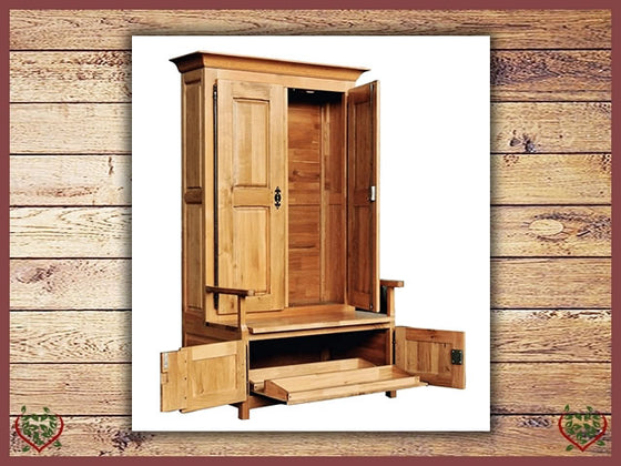 COUNTRY OAK CUPBOARD WITH UNDERSEAT SHOE STORAGE | Paul Martyn Furniture UK