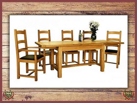 COUNTRY OAK SLAT END EXTENDING DINING TABLE | Paul Martyn Furniture UK